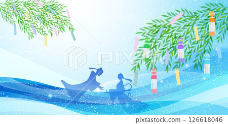 七夕銀河夏季背景 126618046