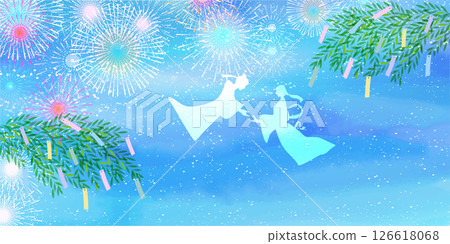 七夕銀河夏季背景 126618068