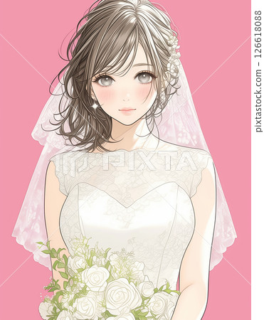 Girl manga style bride illustration Girl manga style bride illustration 126618088