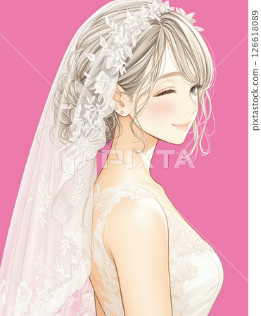 Girl manga style bride illustration Girl manga style bride illustration 126618089