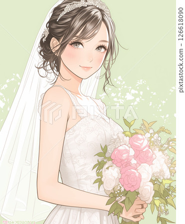 Girl manga style bride illustration Girl manga style bride illustration 126618090