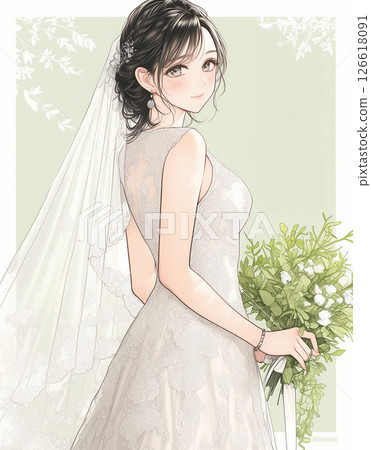 Girl manga style bride illustration Girl manga style bride illustration 126618091