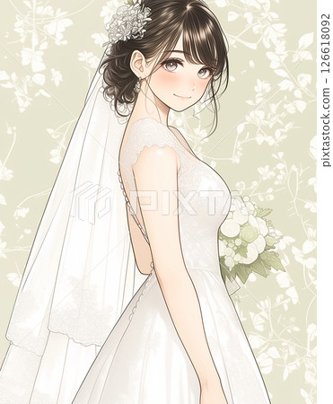 Girl manga style bride illustration Girl manga style bride illustration 126618092