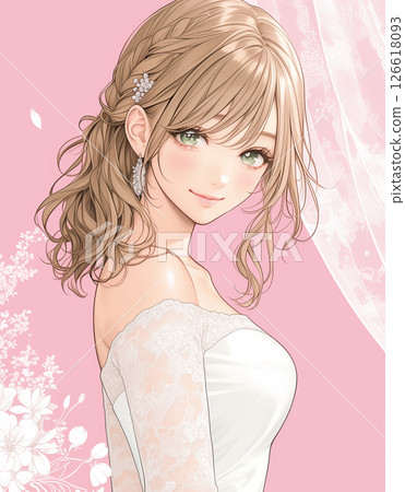 Girl manga style bride illustration Girl manga style bride illustration 126618093