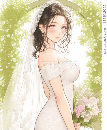 Girl manga style bride illustration Girl manga style bride illustration 126618095