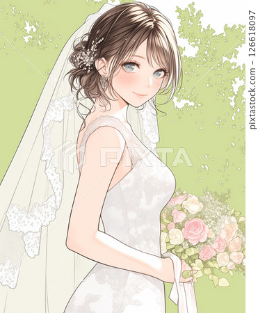 Girl manga style bride illustration 126618097