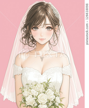 Girl manga style bride illustration Girl manga style bride illustration 126618098