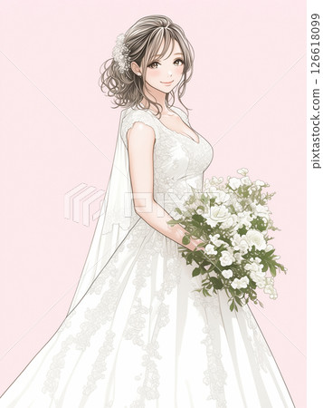 Girl manga style bride illustration Girl manga style bride illustration 126618099