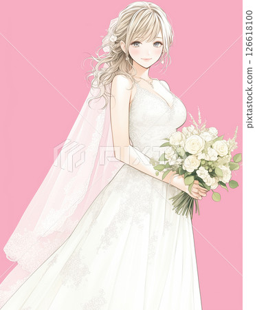 Girl manga style bride illustration Girl manga style bride illustration 126618100
