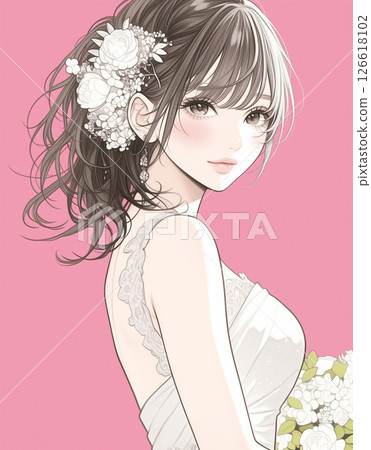 Girl manga style bride illustration Girl manga style bride illustration 126618102
