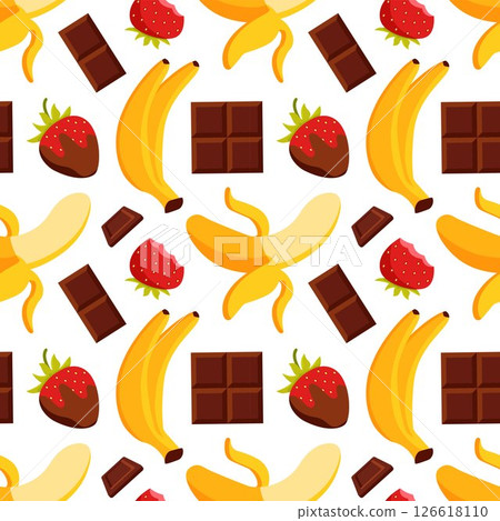 Chocolate Dessert Seamless Pattern Illustration with Melted Sweets and Cakes in Flat Cartoon Style 126618110