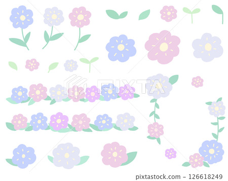 暗淡色彩花朵的手繪插畫素材 126618249