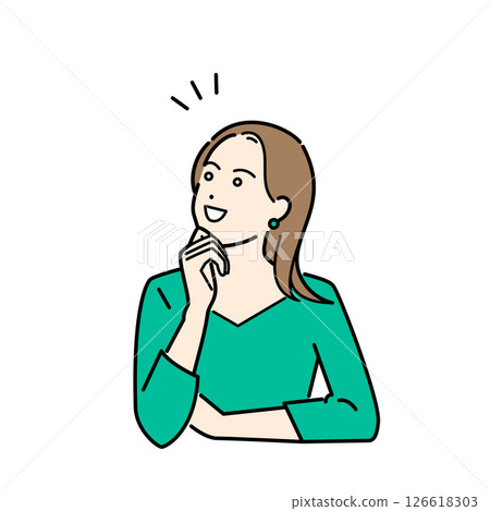 Illustration of a woman in casual clothes noticing Illustration of a woman in casual clothes noticing 126618303