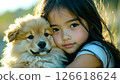 Dog and beautiful girl 126618624