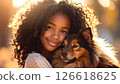 Dog and beautiful girl 126618625