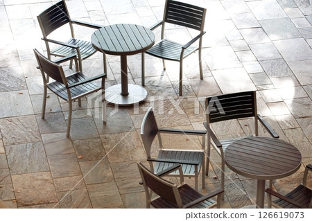 Cafe restaurant tables and chairs 126619073