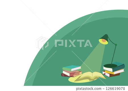 照亮一本書的檯燈的背景插圖 126619078