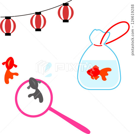 Simple and cute illustration material of goldfish scooping 126619288