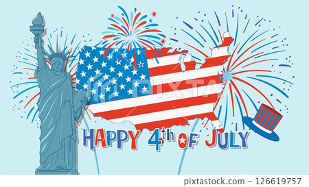 Patriotic 4th of July Celebration Illustration 126619757