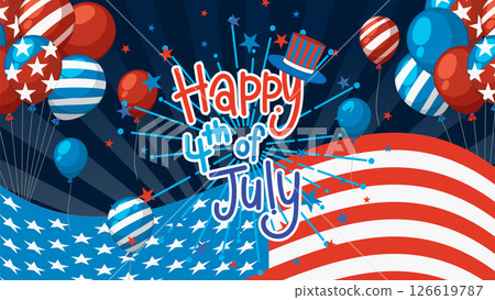 Festive 4th of July Celebration Vector Illustration Festive 4th of July Celebration Vector Illustration 126619787