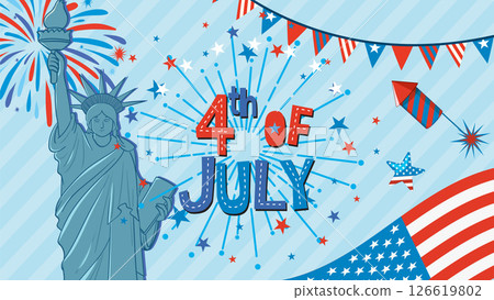 Festive Fourth of July Celebration Illustration 126619802