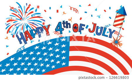 Patriotic 4th of July Celebration Illustration 126619803