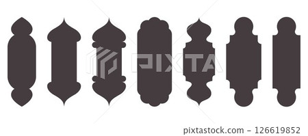 Islamic shapes Ramadan window frame design. Turkish and Indian vector ornament. Arabic door arch. Oriental architecture elements Islamic shapes Ramadan window frame design. Turkish and Indian vector ornament. Arabic door arch. Oriental architecture elements 126619852