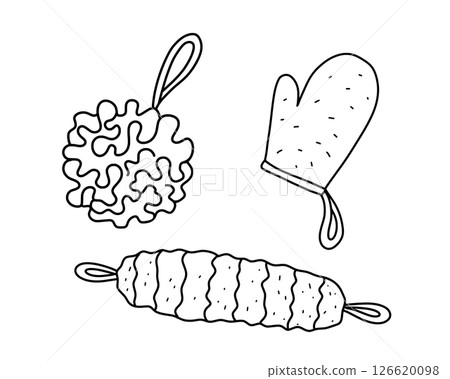 Loofah hand drawn in doodle style. Vector line art isolated illustration. Loofah hand drawn in doodle style. Vector line art isolated illustration. 126620098