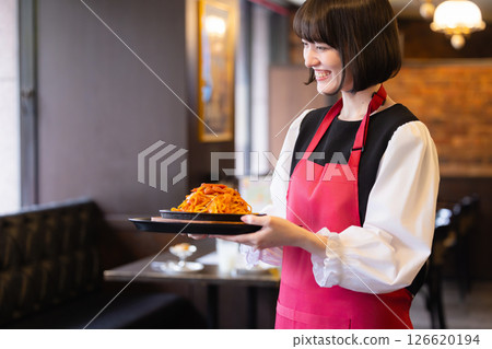 Waitress to carry food 126620194