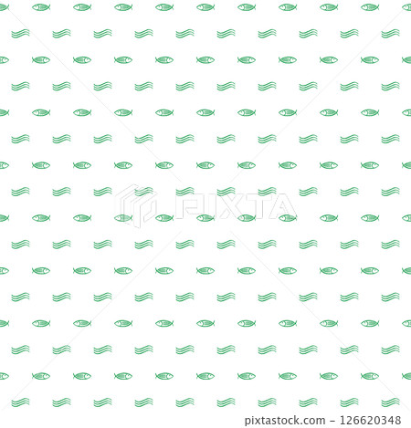 Sea fish and ripples pattern illustration background material swatch compatible green Sea fish and ripples pattern illustration background material swatch compatible green 126620348