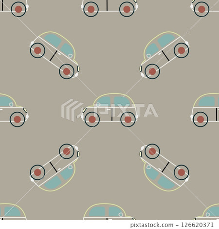 Outlined retro car pattern on muted background 126620371