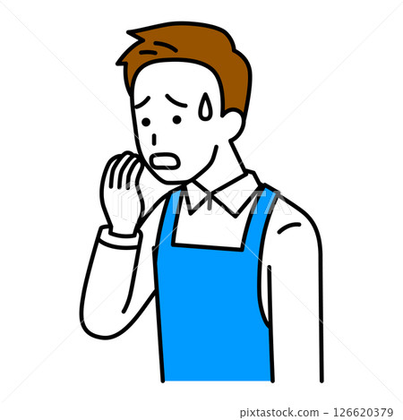 An upset man in an apron An upset man in an apron 126620379