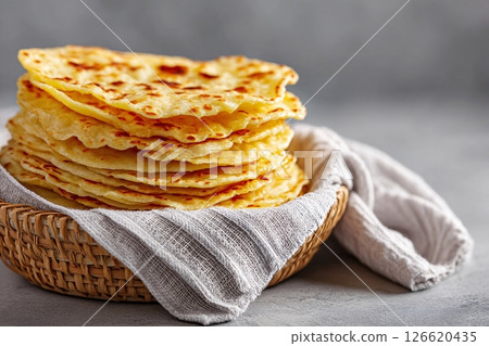 tempting bhakri in the industrial corner on a light gray background 126620435
