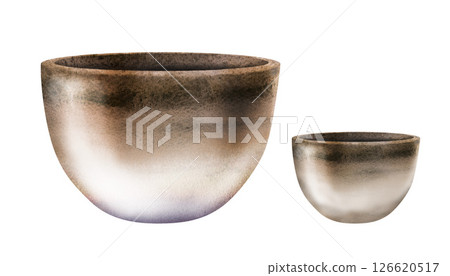 Dark brown pots for plants, flowers. Large planter, vase with a textured gradient. Watercolor container template for home, office, garden, for urban jungle, greenhouse, indoor, garden flowers, plants Dark brown pots for plants, flowers. Large planter, vase with a textured gradient. Watercolor container template for home, office, garden, for urban jungle, greenhouse, indoor, garden flowers, plants 126620517
