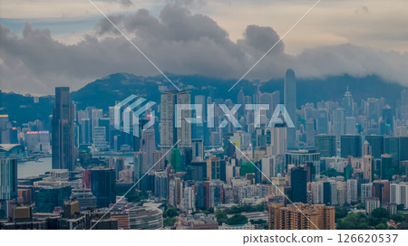 a Modern Skyscrapers Against Cloudy Sky in Urban Landscape 126620537