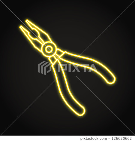 Pliers tool neon line icon Pliers tool neon line icon 126620662