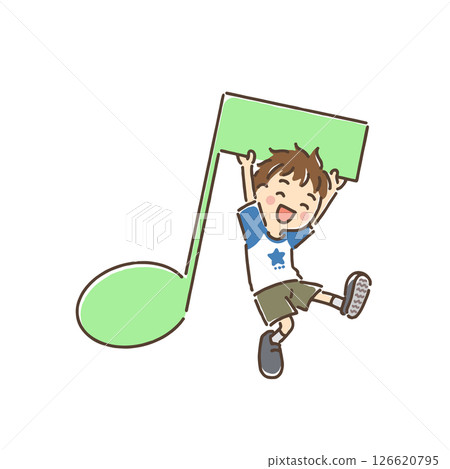 垂懸在音符上的男孩 126620795