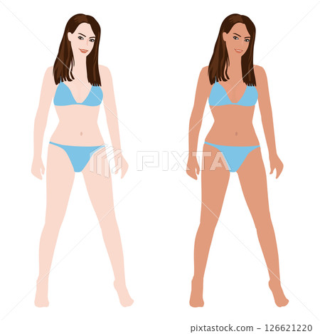 一組穿著泳衣、比基尼曬黑前後各種姿勢的逼真年輕女性 13 126621220
