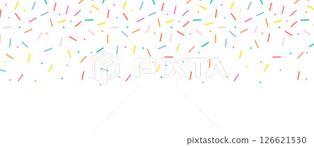 Simple Sprinkle Background. Falling sweet confetti on white chocolate glaze background. Simple seamless pattern. Vector Illustration Simple Sprinkle Background. Falling sweet confetti on white chocolate glaze background. Simple seamless pattern. Vector Illustration 126621530