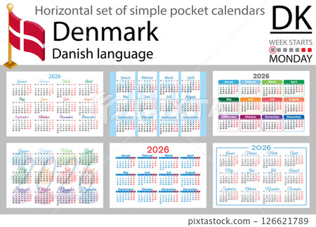 Denmark horizontal Set of pocket calendars for 2026 Denmark horizontal Set of pocket calendars for 2026 126621789
