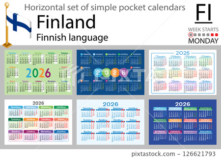 Finland horizontal Set of pocket calendars for 2026 126621793
