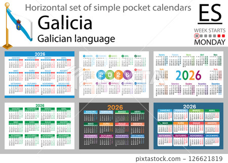Spain horizontal Set of pocket calendars for 2026 126621819