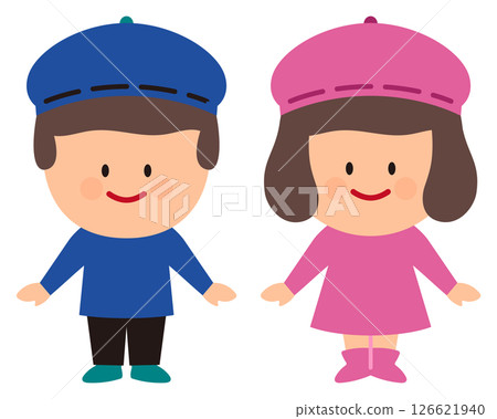 孩子們穿著秋天衣服的插圖 126621940