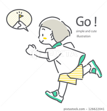 孩子們奔向目標 — — 簡單而時尚的線條畫插圖 孩子們奔向目標 — — 簡單而時尚的線條畫插圖 126622041