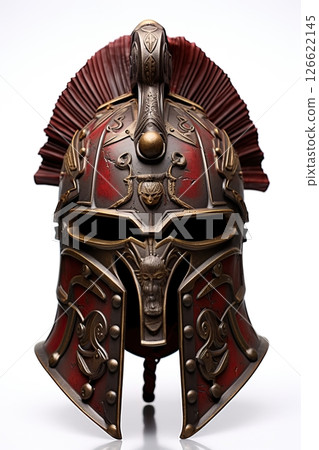 Roman war helmet isolated on white background. Generative Ai 126622145