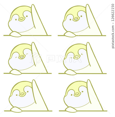 Emperor penguin chicks raising their hands in six patterns (yellow) 126622150