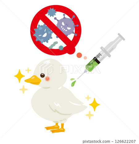 Illustration of a duck receiving a vaccine Illustration of a duck receiving a vaccine 126622207