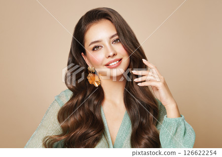 Portrait beautiful woman with jewelry Portrait beautiful woman with jewelry 126622254