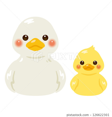Sitting duck and chick illustration set 126622301