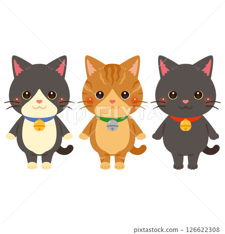 Different color cat character illustration set 126622308